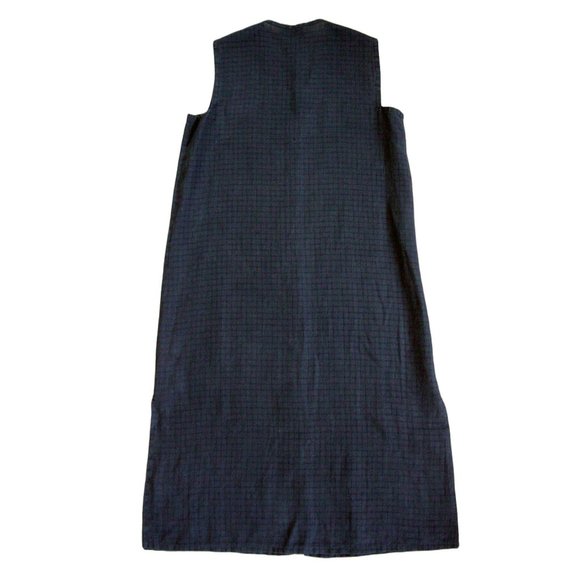 EILEEN FISHER Swan Dive Sheer Black Textured Irish Linen Button Down Dress S - Picture 5 of 8